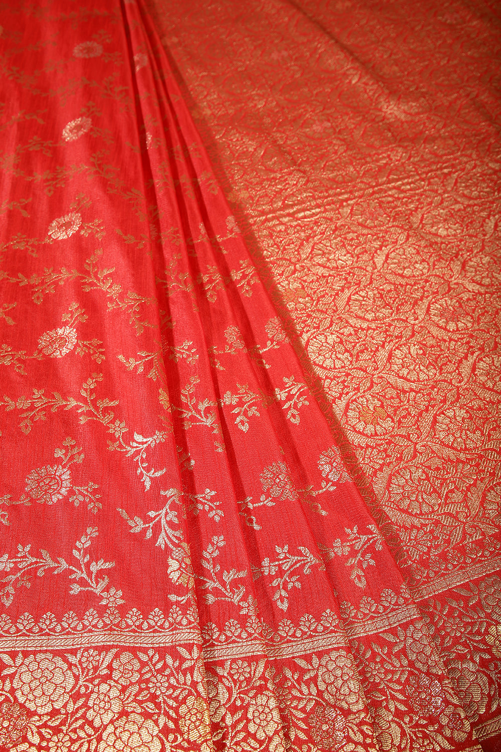 Red Color Raw Silk Zari Woven Saree