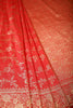 Red Color Raw Silk Zari Woven Saree