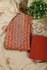 Burnt Orange Cotton Digital Buta-Printed & Neck Embroidered Unstitched Suit