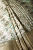 Green & Cream Colour Floral Printed Cotton Silk Saree