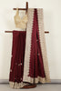 Burgundy Color Pure Satin Crepe Saree with Zardozi Handwork