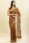 Brown Color Cotton Silk Madhubani Print Saree