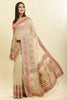 Beige Chanderi Cotton kashida Weaves Saree