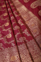 Dark Scarlet Silk Floral Zaal Woven Banarasi Saree