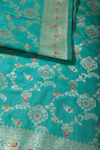 Sea Green Colour Banarasi Silk Woven Saree