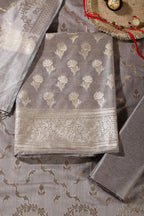Fawn Color Silk Zari Woven Unstitched Suit Material