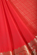 Red Chinon Crepe Swaroski Work Saree