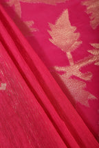 Cardinal Red Tussar Silk Floral Zari Woven Saree