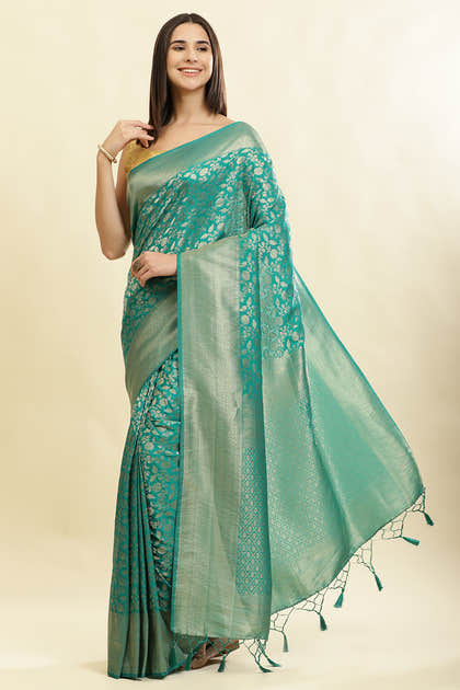 Teal Lightweight Banarasi Silk Weaving Saree