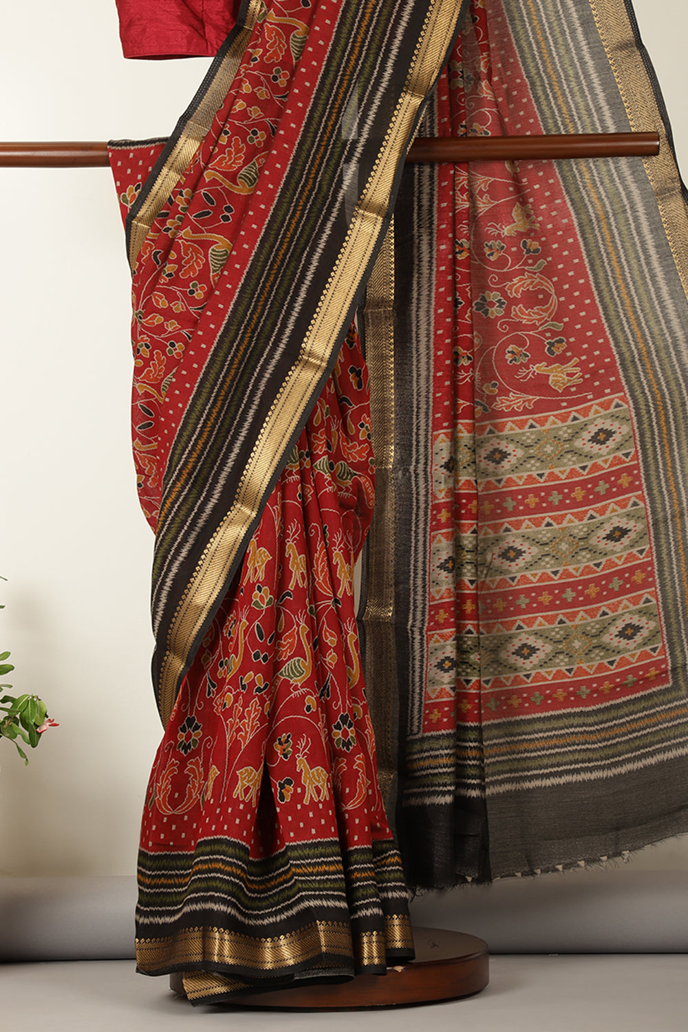 Maroon Kalamkari Printed Cotton Saree