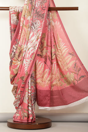 Coral Jacquard Silk Lasa Printed Saree
