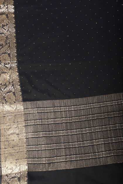 Black Chinon Crepe Swaroski Work Saree
