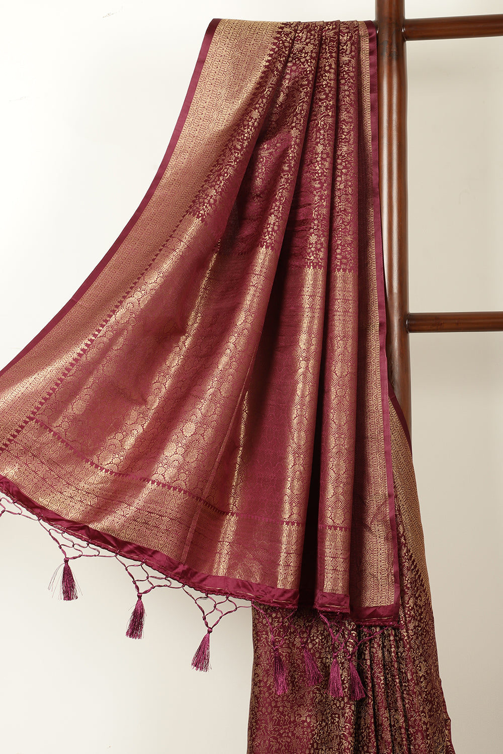 Wine Zari Woven Soft Silk Saree