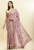Mauve Cotton Silk Boota Printed And Zari Woven Saree