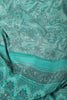 Turquoise & Grey Floral Printed Crepe Saree