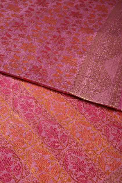 Mauve Color Tussar Woven Silk Saree