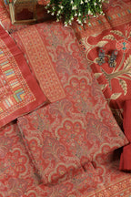Rust Colour Pashmina Digital Printed Unstitched Suit Fabric