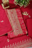 Cardinal Red Digital Printed & Neck Embroidered Cotton Unstitched Suit