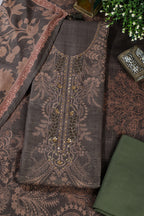 Green Spun Floral Printed Unstitched Suit Fabric