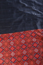 Navy Printed Tussar Silk Saree