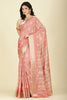Peach Cotton Silk Printed And Zari Woven Saree