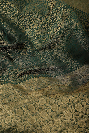 Bottle Green Zari Woven Soft Silk Saree