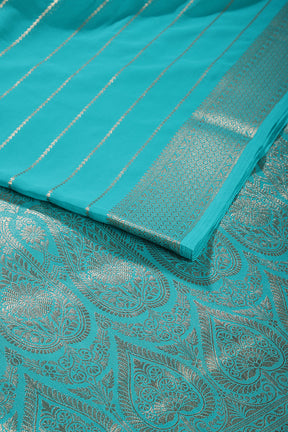 Firozi Color Georgette Saree with Zari Pinstripes
