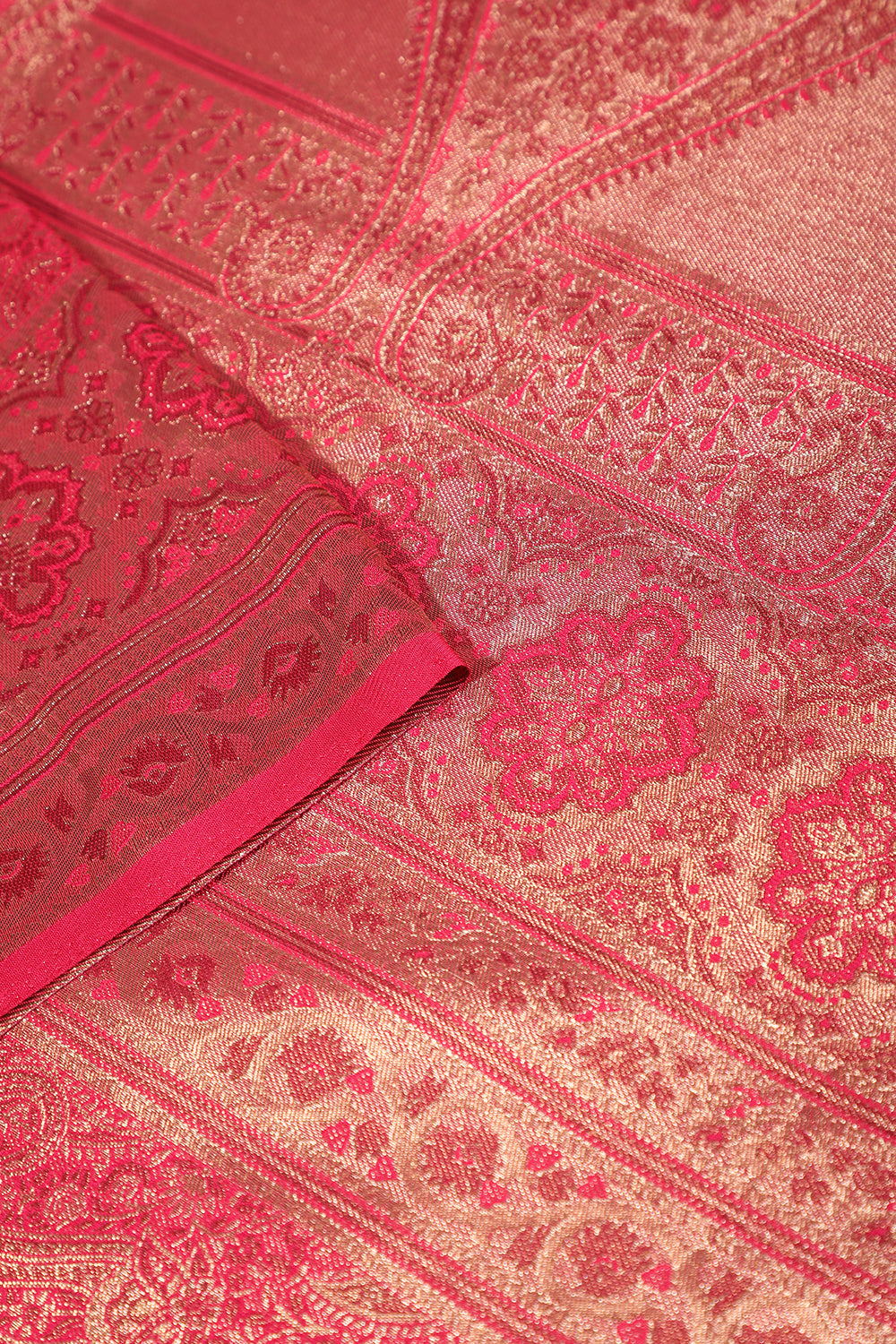 Cherry Colour Silk Zari Woven Saree