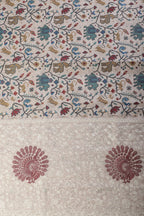 Beige Tussar Silk Printed Saree