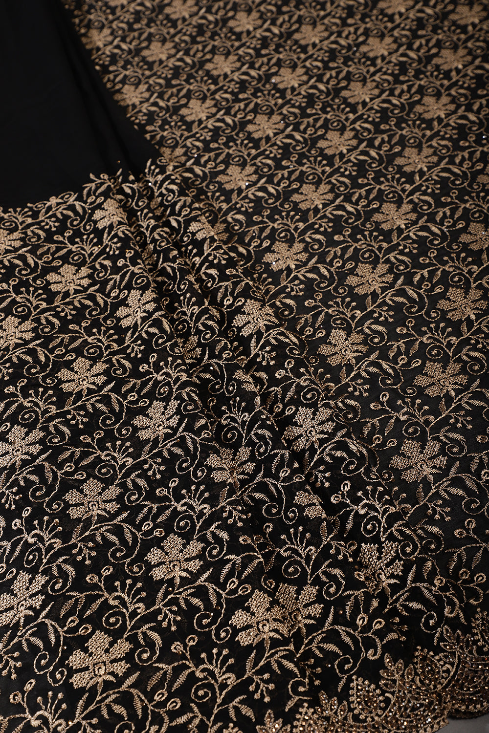 Black Embroidered And Swaroski Work Georgette Saree