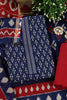 Navy Ikkat Cotton Printed Unstitched Suit Material