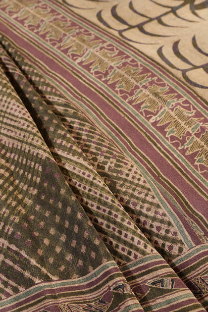 Green Crepe Printed Saree
