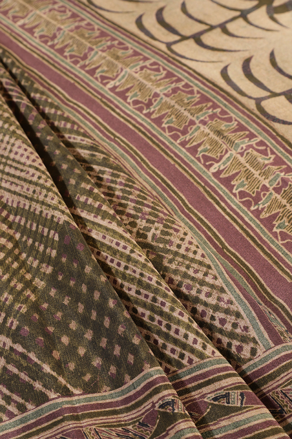 Green Crepe Printed Saree