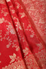 Red Banarasi Silk Zari Floral Zaal Woven Saree