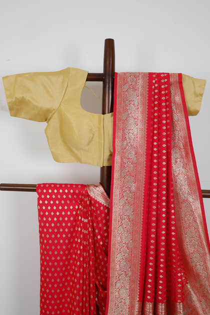 Rani Silk Zari Woven And Swaroski Work Saree