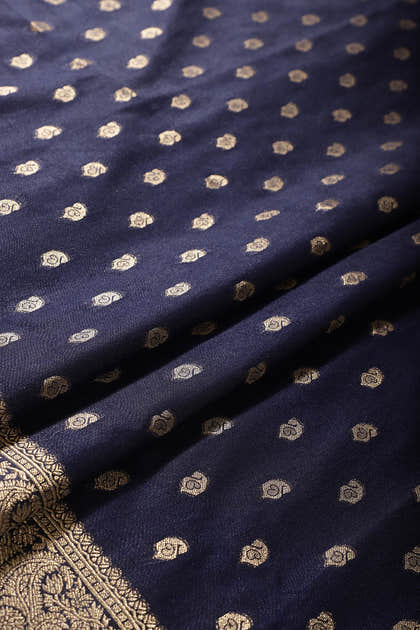 Navy Silk Zari Buta Woven Saree
