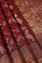 Wine Color Zari Woven South Silk Saree