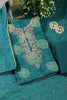 Teal Cotton Bandhani Printed & Neck Embroidered Unstitched Suit