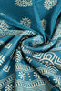 Dark Teal Color Block Printed Cotton Silk Saree