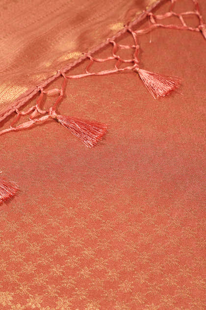 Dark Peach Colour Soft Silk Leheria Zari Woven Saree
