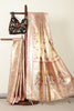 Gold & Pink Duo-Chrome Tissue Silk  Pathani Work Saree