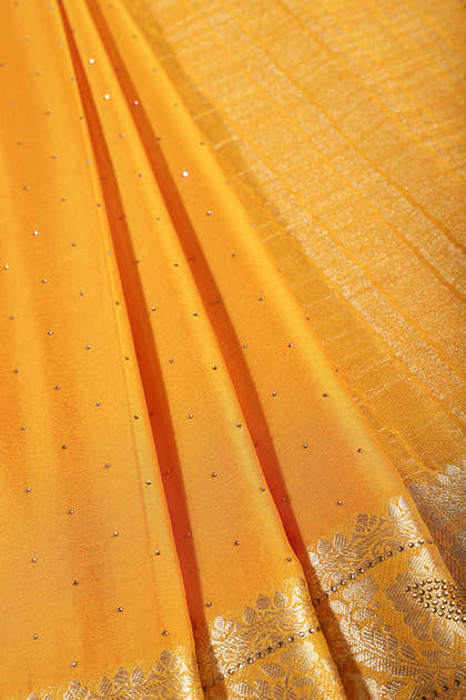 Mustard Chinon Crepe Swaroski Work Saree