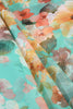Turquoise Color Floral Printed Chiffon Saree
