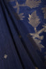Navy Tussar Silk Floral Zari Woven Saree