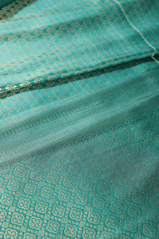 Teal Color South Silk Zari Woven Saree