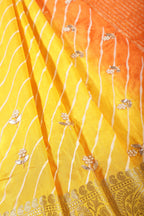 Yellow & Orange Jaipuri Silk Leheriya Printed And Embroidered Saree
