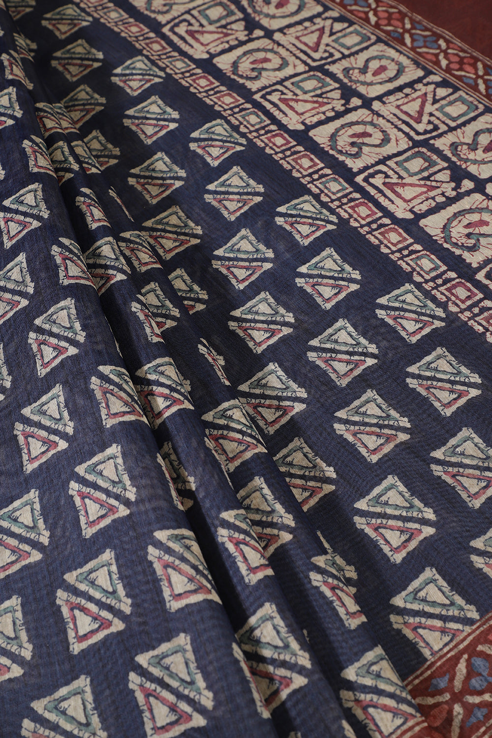 Navy Cotton Silk Printed Saree