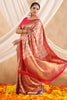Pink Color Woven Georgette Saree
