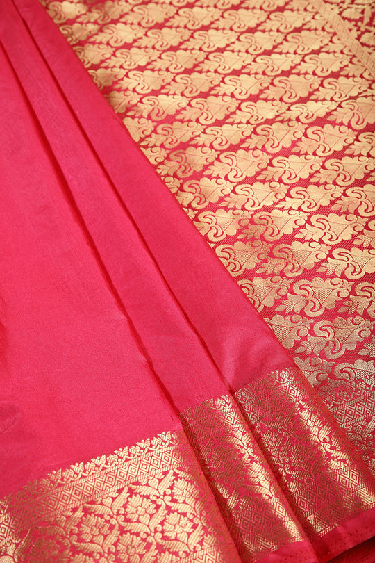 Magenta Pink Color Woven Silk Saree