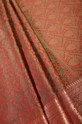 Maroon Paper Silk Floral and Paisley Resham & Zari Woven Saree